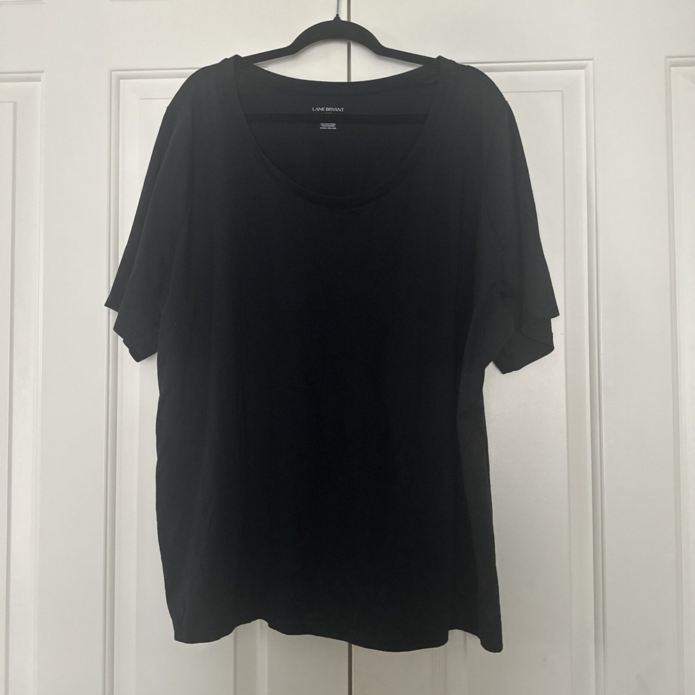 Lane Bryant Womens Black 26/28 Short Sleeve T-Shirt Scoop Neck